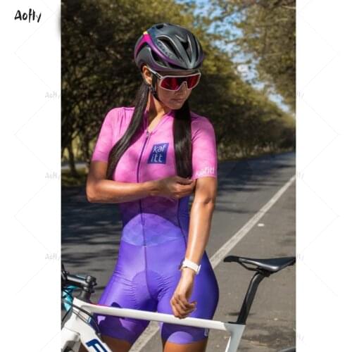New 2020 Kafitt cycling suits Pink cubes style Couple outfit ladies short-sleeved cycling jumpsuit Men shorts triathlon jersey
