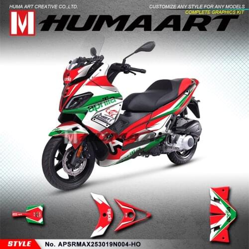 HUMAART Scooter Bike Décor Vinyl Stickers for for Aprilia SR MAX 250 300 2019 2020, Customizable (Style No.APSRMAX253019N004-HO)
