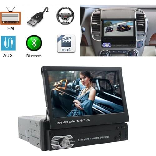 Retractable 7" Android 9.1 Car Radio Stereo 1din HD GPS Navigation Mirror Link Car Universal Multimedia Video MP5 Player