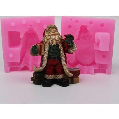 WD005 High quality Silicone mold 3D Santa Claus shape handmade Resin clay plaster decoration mould diy fondant cake tools