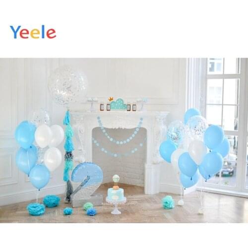 Balloons 2 Year Birthday Party Interior Fireplace Decor Baby Kid Photographic Backdrops Photography Backgrounds For Photo Studio