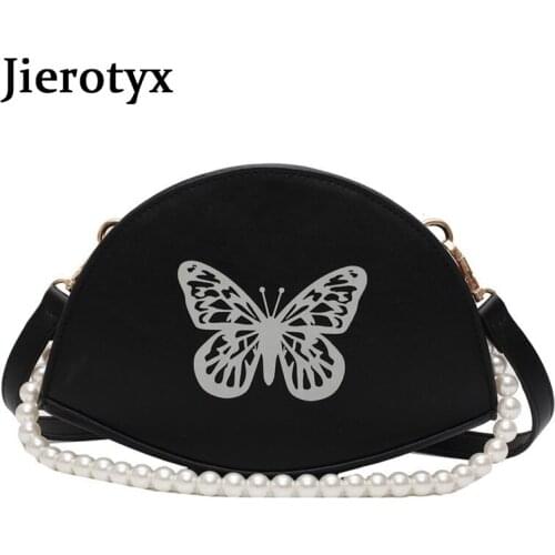JIEROTYX Luxury High Quality Leather Handbags For Women Casual Butterfly Print Small Totes Chic Female Messenger Shoulder Bags