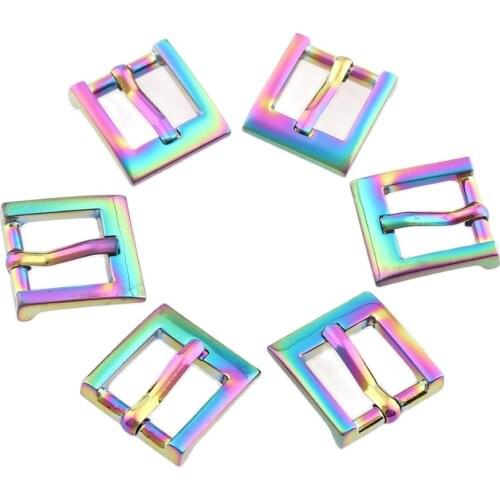 10pcs/lot Rainbow Metal Square Belt Buckles With single pin 14mm For Shoes Bag Clothes Accessory Gift Sewing scrapbooking