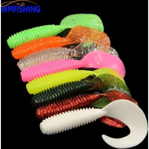 100PC Soft Lures 50mm Capuchin Jigging Fishing Lures Wobblers Tackle 9 Color Bass Pike Aritificial Silicone Swimbait Peche