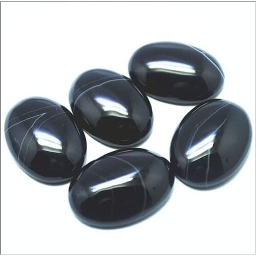 10pcs nature black onyx beads cabochons oval shape 18x25mm onyx cabs no holes charms beads accessories fittings wholesale beads