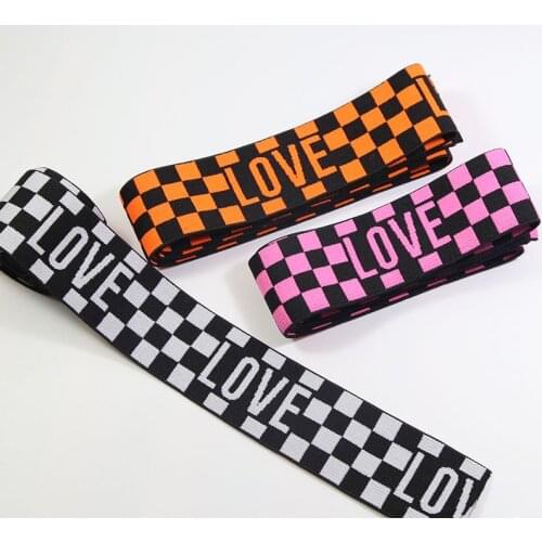 3.8 cm color grid Elastic Ribbon Clothing Bags Trousers Elastic Rubber DIY Sewing Accessories rubber band