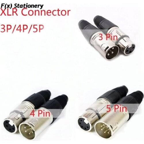 Male & Female 3-Pin 4-Pin 5-Pin XLR Microphone Audio Cable Plug Connectors Cannon Cable Terminals