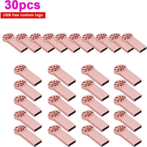 30pcs/lot logo free metal USB Flash Drive Pen Drive4GB 8GB 16GB 128GB 64GB 32GB Pendrive memorandum USB 2.0 Flash Disk for gift