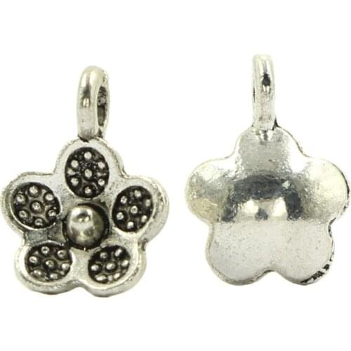 Blooming Flower Charms Pendant Curving Tibetan Silver Metal Jewelry Findings Accessories For Making DIY Necklace Earring 36pcs