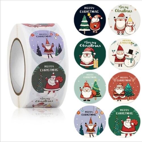 500Pcs Vintage Christmas Theme Stickers Seal Labels Cartoon Cute Scrapbook Sticker for Gift Box Decor Stationery Envelope Labels