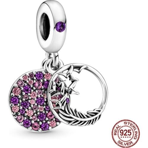 Authentic 100% 925 Sterling Silver 2021 New Circle Zircon Pendant Fits 3mm Bracelets&Bracelets Fashion DIY Jewelry For Women