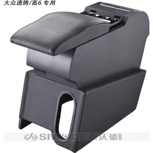 Free Punch Wooden Pu Leather Special Car Armrest Box with 4 USB Hole for Volkswagen Golf 6 Multifunctional Car Hand Box