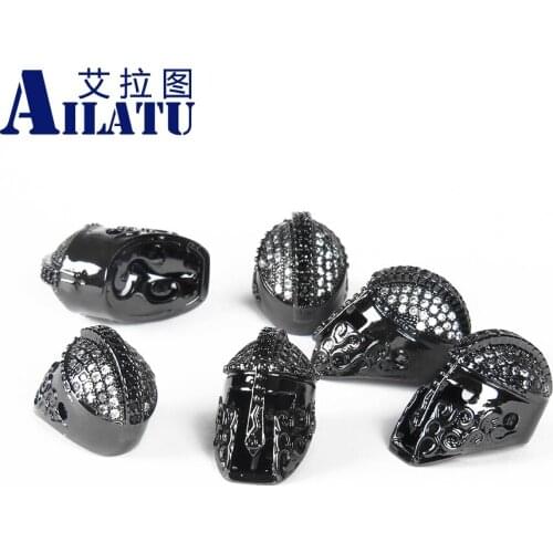 Ailatu Micro Pave Cubic Zircons Sparta Mask Charm Jewelry Accessories for Bracelet and Necklace