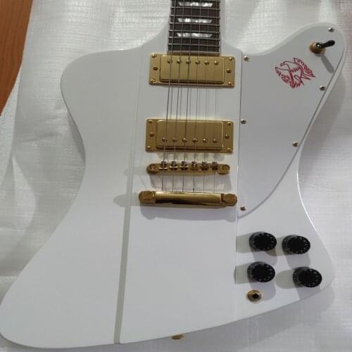 High quality Firebird electric guitar, white body and neck integrated connection LP pickup guitar, free transportation