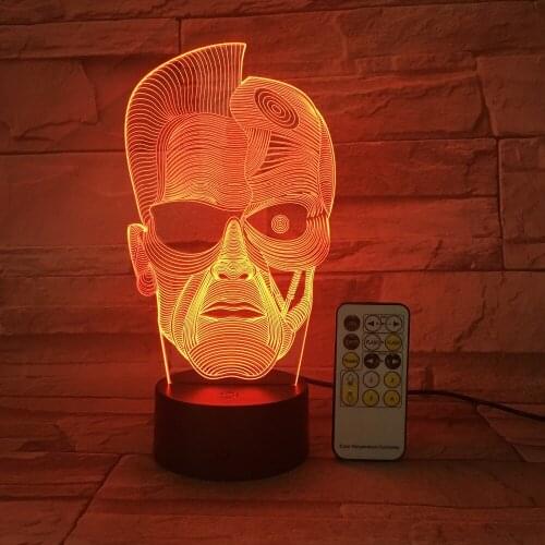 Halloween Skull Man 3D Night Light Optical Illusion Table Light Mood Lamp Touch Remote Control 7 Colors Light Friends Gift