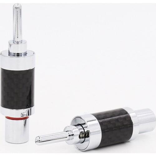 Hifi Audio Speaker Cable Banana Plug Rhodium Plated Carbon Fiber Banana Connector Plug 4pc without logo