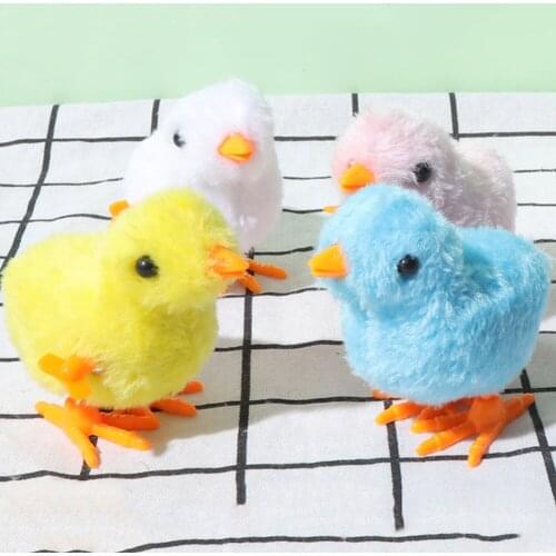 Cat Toy Winding Clockwork Chicken Jumping Walking Hopping Cartoon Chick Pet Toys Wind Up Hopping Chick Random Color