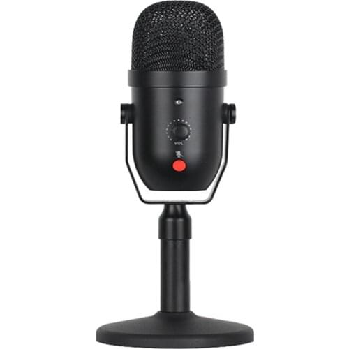Condenser Microphone Cardioid Microphone with Headphone Jack One-key Mute USB Mobile Computer Desktop Microphone