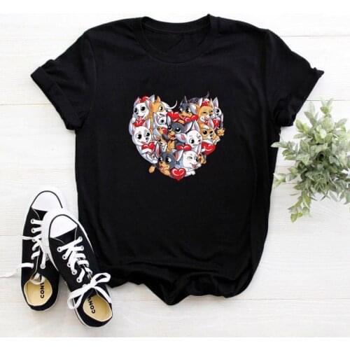 Cats Formed A Heart Shape T Shirt for Woman O-neck Short Sleeve Tee Shirt Femme Vintage White Woman Tshirts Aesthetic Clothes