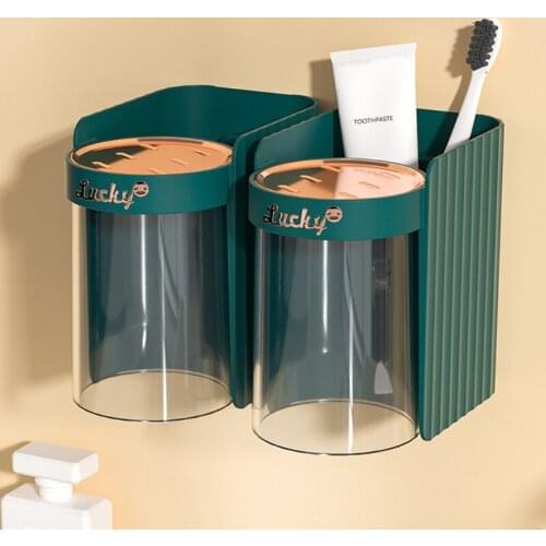 T84E Multifunctional Wall Mounted Toothbrush Toothpaste Holder with Magnetic Suction Cup Organizer