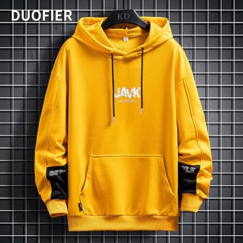 Men 2021 Autumn Loose Hooded Sweatshirts Mens Harajuku Casual Hoodies Male Black Oversize Pullovers Tops Patchwork Sportswear