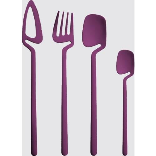 4Pcs Matte Dinnerware Set 18/10 Stainless Steel Colorful Cutlery Set Dinner Tableware Knife Fork Spoon Kitchen Flatware Set