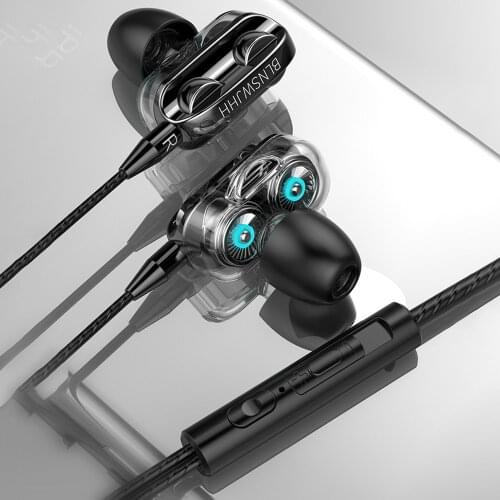 3.5mm Jack In Ear Earphones For Samsung Huawei Xiaomi PC Tablet Earbuds Dual Drive Stereo Sport Gamer Headset Handfree With Mic