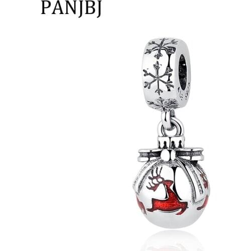 New 100% 925 Sterling Silver Beads Charm Christmas Red Deer Snowflake Pendant Charms Fit Bracelets Women Diy Jewelry
