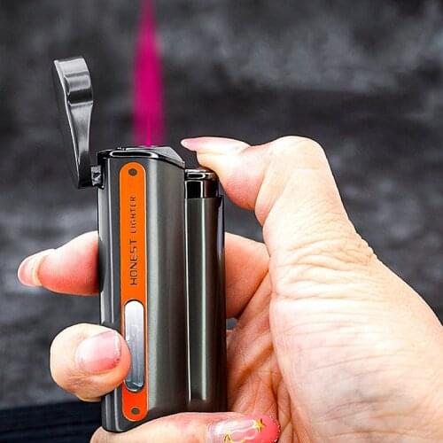 2020 New Jet Torch Lighter Turbo Metal Lighter Visible Gas Window Windproof Inflated Cigarette Cigar Lighters Gadgets For Man