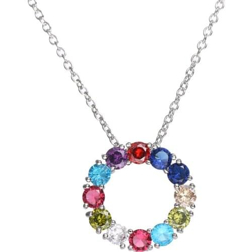 Bettyue New Arrival Classical Round Design Necklace Shiny Colorful Cubic Zircon For Female Charming Ornament Exquisite Gift