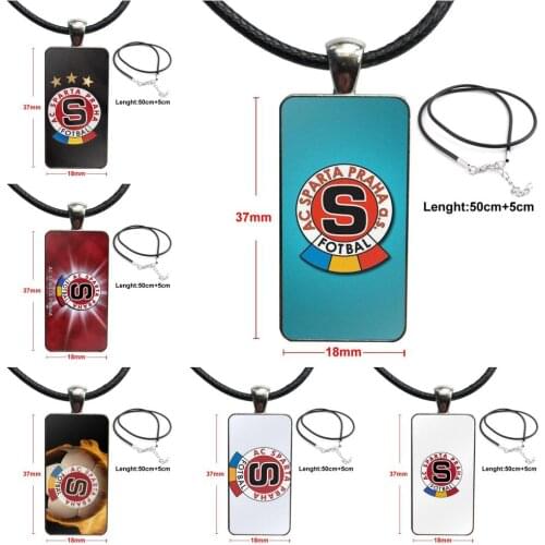 Glass Cabochon Pendant Necklace Rectangle Fashion Necklace For Kids Beads Sparta Praha Sports European Football