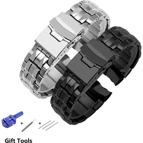 PEIYI Precision steel strap adapted Casio steel watch band waterproof man strap EF-535D-7A Watch Chain Silver Black