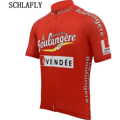 Vendee retro red cycling jerseys summer short sleeve bike wear jersey road jersey cycling clothing schlafly cycling top