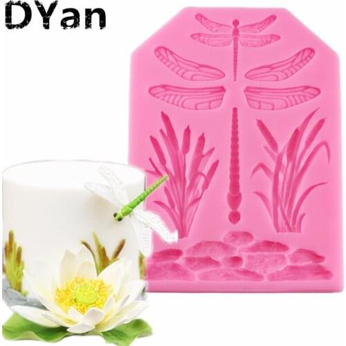 Dragonfly Grass Cake Border Decoration Silicone Mold Fondant Cake Decorating Tools Candy Chocolate Gumpaste Molds A1410