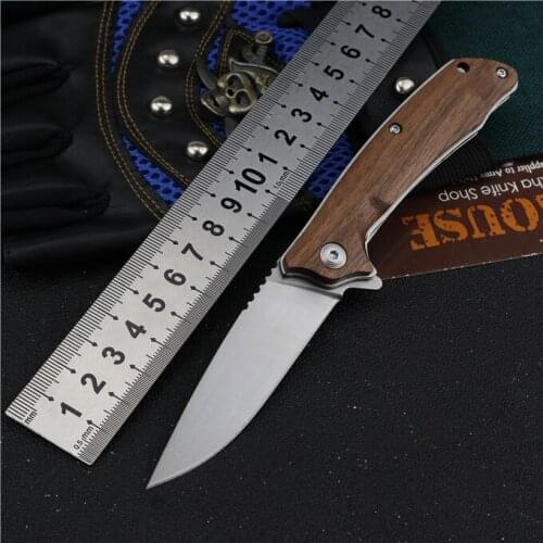 8cr14mov Blade Walnut Handle Bearing Folding Pocket Knife Blade Outdoor Camping Survival Tool Life Knife Hiking EDC New Arrival