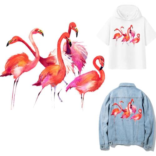 Flamingo Stickers Iron-on Transfers for Clothing Thermoadhesive Patches Ironing Applications Diy Patch Flex Fusible Transfer