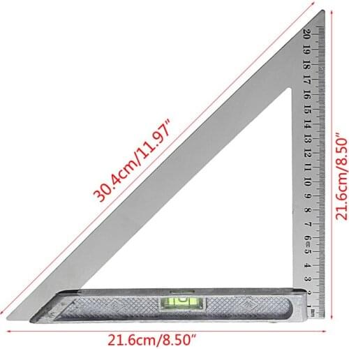 200mm Triangle Ruler 90 Degree Alloy Measuring Tool With Bead Horizontal Woodworking J6PC