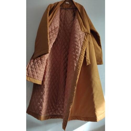 Unisex grey/yellow/brown winter warm cotton Buddhist shaolin monk kung fu robe uniforms zen monks clothing lay meditation suits