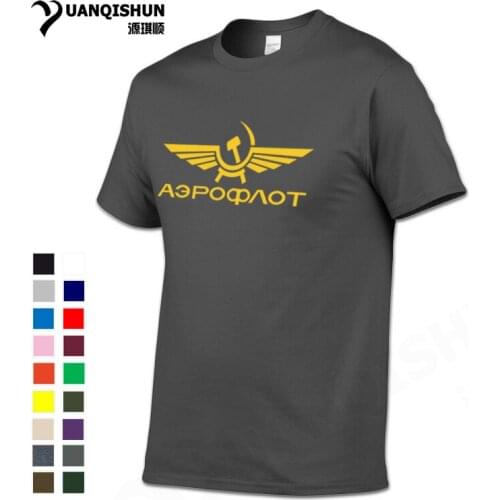 YUANQISHUN Boutique T-shirt Aeroflot Tshirt CCCP Civil Aviation Print T Shirt USSR RUSSIA AIRFORCE RUSSIAN Top Quality Men Tees