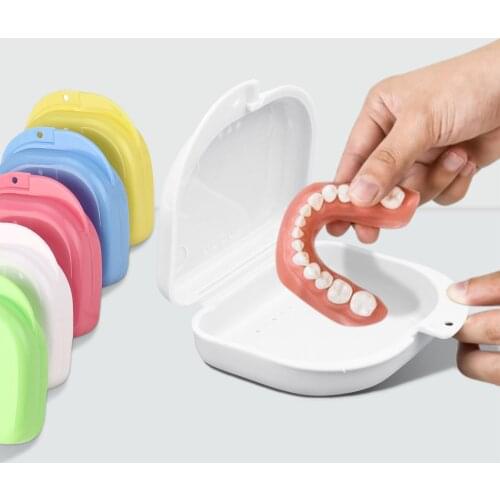 1PC Portable Denture Bath Box Case False Teeth Appliance Container Storage Boxes Traveling Go out Denture partner Organizer L*5