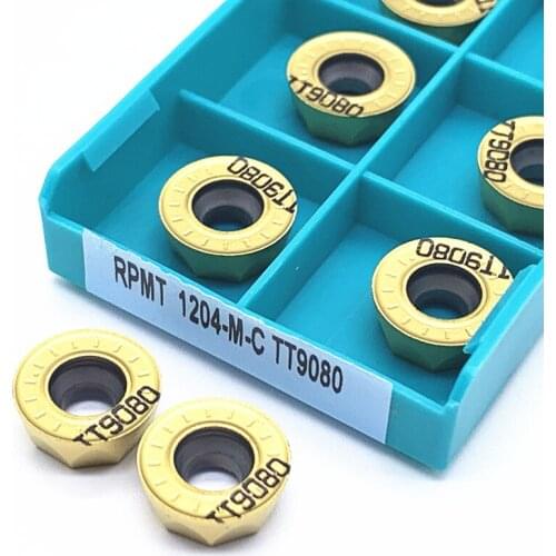 10PCS RPMT1204-M-C TT9080 Milling Cutter Carbide Inserts Lathe Tool Milling Blade Milling Cutting Tool Steel Turning Tool