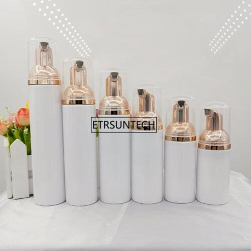 100pcs 60/70/80/100ml Foaming Bottle Froth Pump Soap Mousses Liquid Dispenser Foam Bottles With Rose Gold Cap F3321