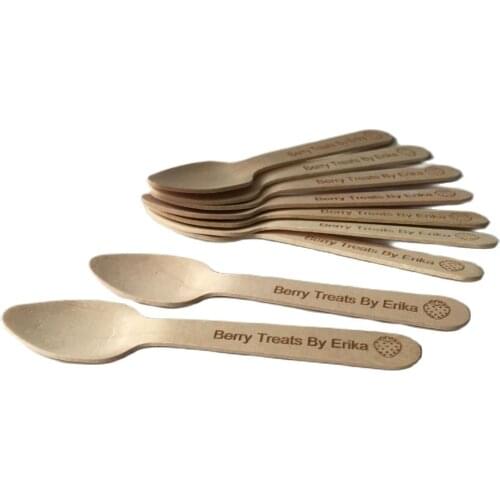 Custom wooden mini treat spoons with monogram and strawberry engraved home garden party event dessert spoons coffee teaspoons