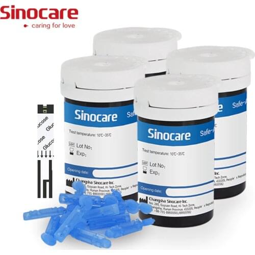 100pcs) Sinocare Safe-Accu Blood Glucose Test Strips and Lancets for Diabetes Tester