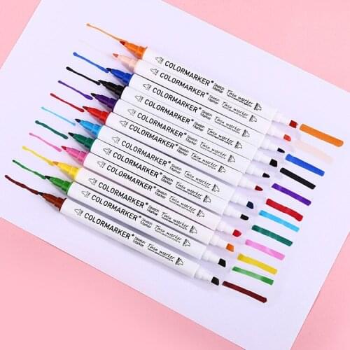 12/24/36 Colors Drawing Painting Double Head Marker Watercolor Pens Student Highlighter Art Markers Graffiti Hook line pens
