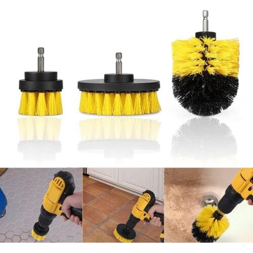 3pcs Eletric Drill Brush Tile Grout Power Scrubber Cleaning Tub Cleaner Combo Tool For Power Tools