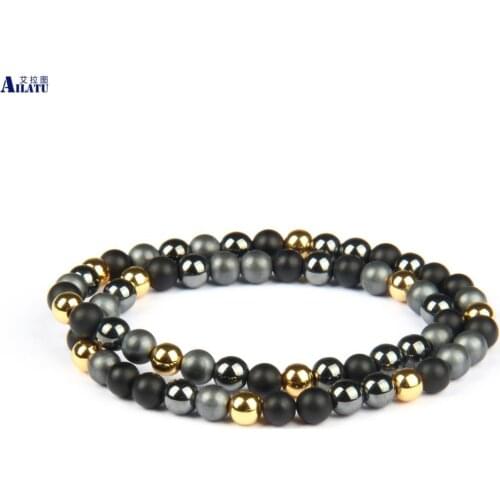 Ailatu Two Circles Jewelry 6mm Natural Stone Beads Beaded Double Bracelet