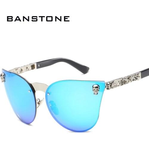 BANSTONE Fashion Women Gothic Sunglasses Skull Frame Metal Temple High Quality Sun glasses Oculos De Sol Feminino Luxury