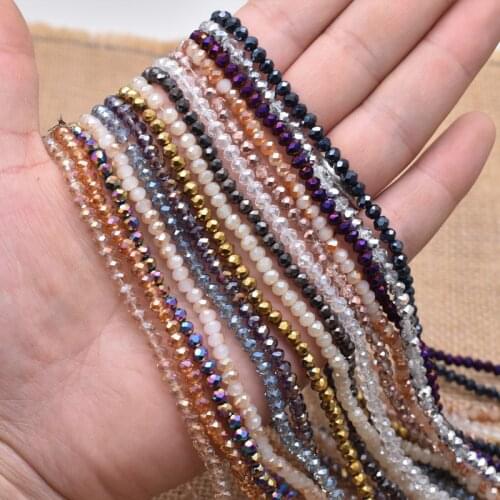 DIY Jewelry Multicolor Sapcer Faceted Crystal Glass Beads 4mm Roundell Loose Spacer Beads for DIY Handmade Jewelry Making