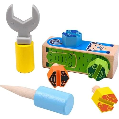 Wooden Screwing Block Toys Nut DIY Wooden Disassembly Multi-Function Repair Tool Set Assembly Kid Simulation Toy Gift